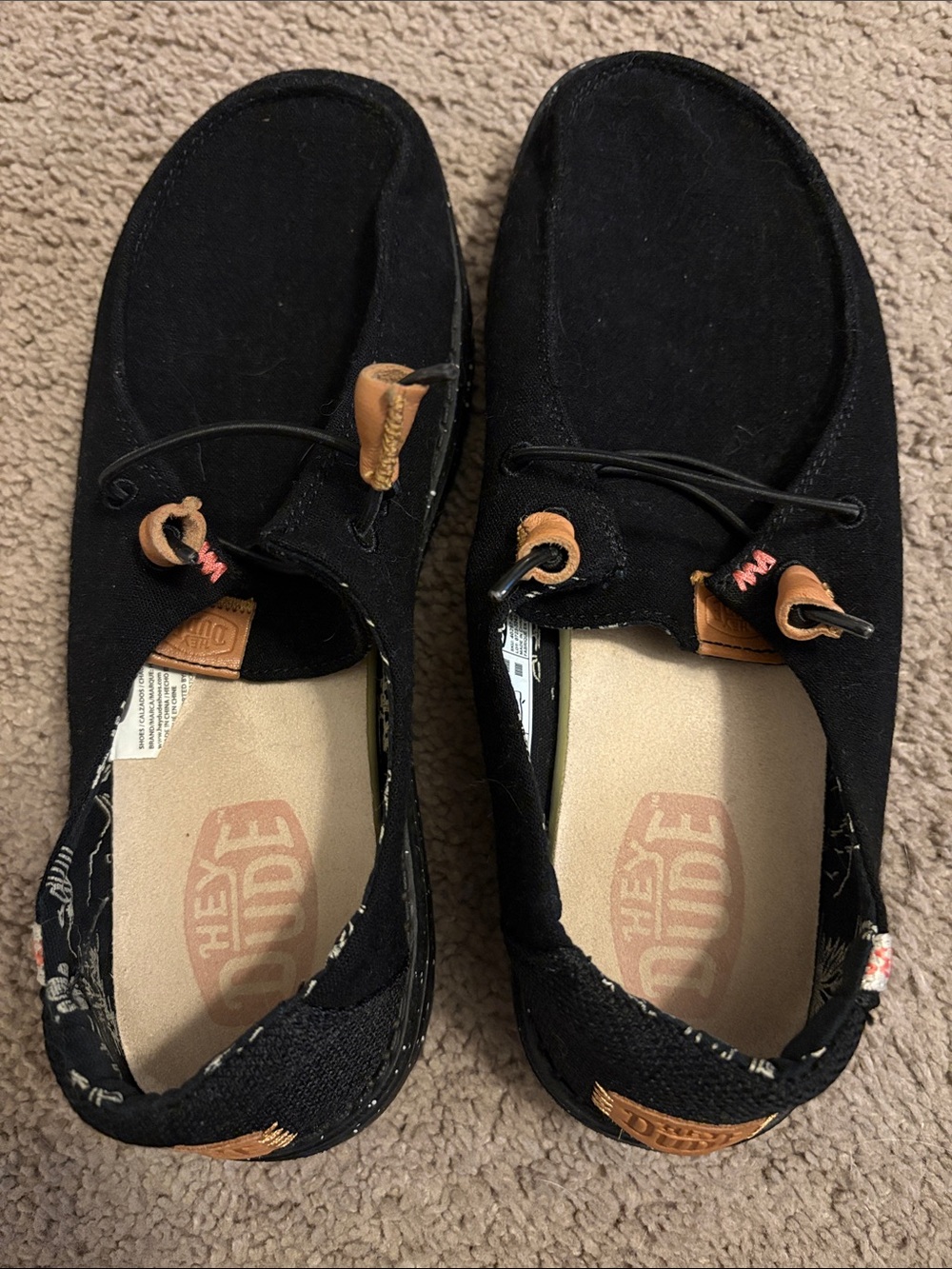Hey Dude Kids Black Canvas Moccasin Slip-Ons